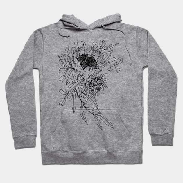 Proteas and Eucalyptus Hoodie by themintgardener
